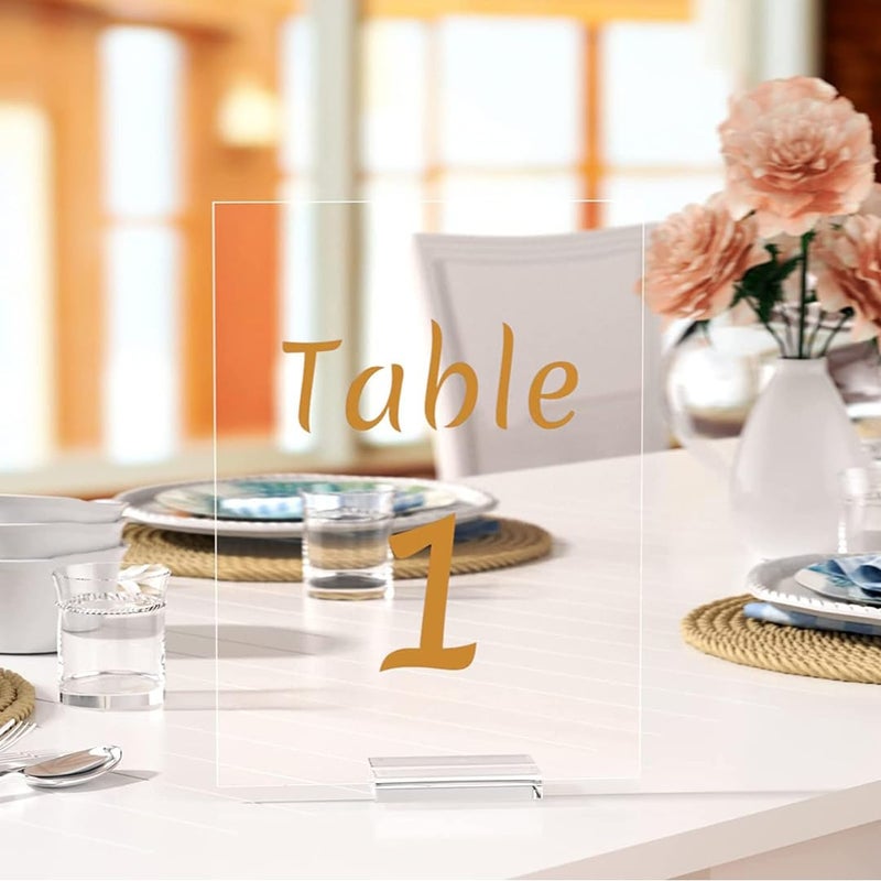 Toolsure 20 Pack Acrylic Sign Holders, Clear Acrylic Sign Stand,Acrylic Table Number Holder for Wedding Table Number/Sign/Car - Image 4